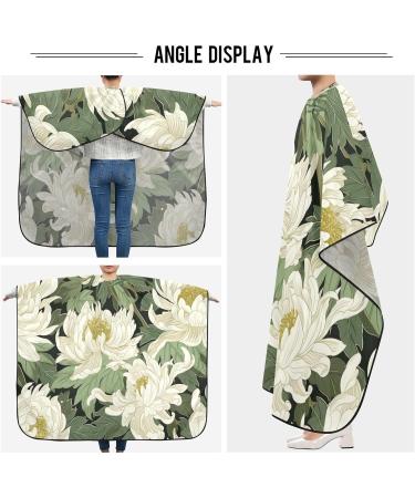 Kigai White Flowers Barber Cape | Waterproof Hair Cutting Cape for Men & Women - Adjustable Snap Closure Professional Salon Accessory - Buy Online on SooperMarket.com