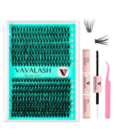 VAVALASH DIY Lash Extension Kit 280 Clusters Individual Lashes Kit 30D 40D 0.07D-10-16mm Lash Clusters Lash Bond and Seal Lash Tweezer for DIY Eyelash Extension at Home(Kit-30D+40D-0.07D-10-16MIX) 30D+40D KIT-280PCS 280 Piece Assortment