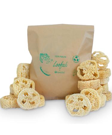 100% Natural Loofah Slices for Soap Making (20 Pack) - Luffa Slices Cuts - Loofah Kit - Organic Soap Making Products - Loofah Sponge Natural - Loofah Soap - Hamster Chew Toys