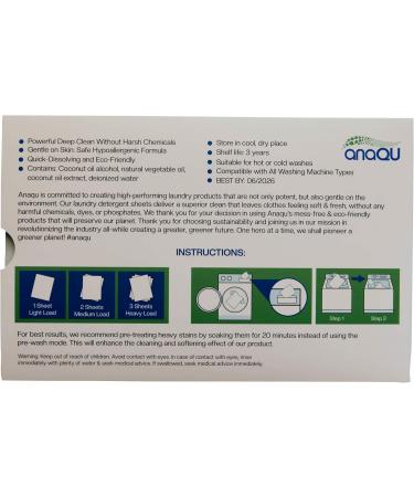 Anaqu Laundry Detergent Sheets | Natural Hypoallergenic & Travel-Friendly | Super Fresh Scent - 78 Sheets - Buy Online on SooperMarket.com