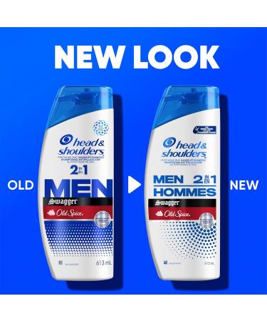 Head and Shoulders Mens 2 in 1 Dandruff Shampoo and Conditioner Anti-Dandruff Treatment Old Spice Swagger for Daily Use Paraben Free 613 mL - Buy Online on SooperMarket.com