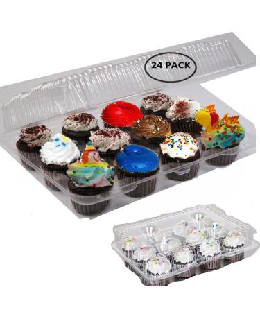 case from 24 12 Compartment Cupcake Container with Hinged Lid Clear 12 compartment cupcake boxes 12 cupcake containers plastic disposable 12 Cavity Cupcake Container 12 Cupcake boxes disposable Dozen