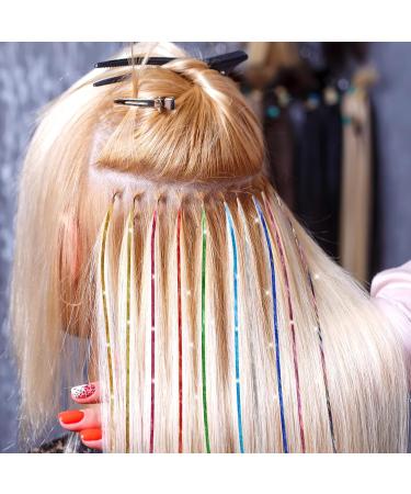 Xinzistar 14 Colors 2800 Strands Hair Tinsel Extension Kit Holographic Sparkle Hair Glitter Strands Rainbow Coloured Hair Extensions Fairy Dazzle Hair Extension for Festival Women Girls Kids Party - Buy Online on SooperMarket.com