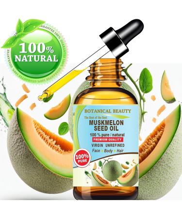 Botanical Beauty Muskmelon Seed Oil - 100% Pure Virgin Cold-Pressed Carrier Oil for Face Skin Hair | Rich in Vitamins E & C - 0.5 Fl oz (15 ml - Buy Online on SooperMarket.com