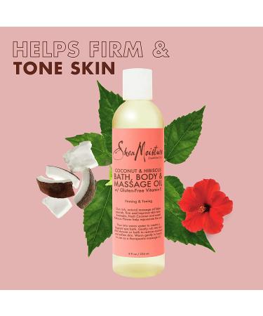 SheaMoisture Bath Body & Massage Oil - 8 fl oz | Gluten-Free Vitamin E, Coconut & Hibiscus - Buy Online on SooperMarket.com