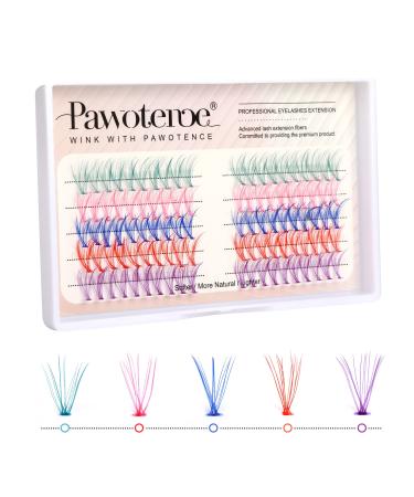Colored Cluster Lashes Individual Lashes DIY Eyelash Extension 5 Colors Lash Clusters Eyelash 14mm Curl Lash Extension 100pcs Clusters False Lashes Set Pack by Pawotence (Color-Mix-14mm) COLORFUL