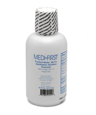 Medique 21511 Medi-First Sterile Eye Wash with eye caps, 16 oz Bottle