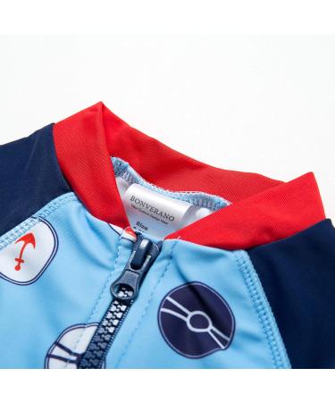 BONVERANO Baby Boys Swimsuit UPF 50+ Sun Protection One Piece with Sun Hat - 18 Months Blue - Buy Online on SooperMarket.com