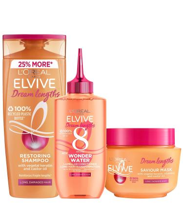 L'Oreal Paris Elvive Dream Lengths Shampoo Wonder Water and Mask Set For Long Damaged Hair Dream Lengths Routine Set
