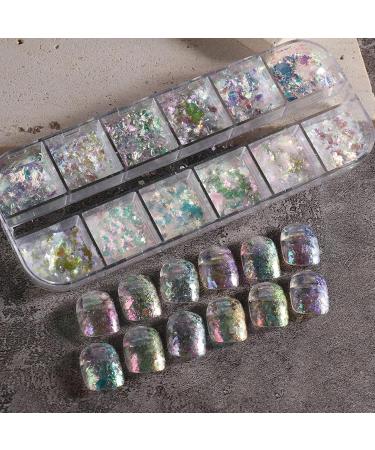 1PC Nail Art Glitter Flake Nail Art Foil Flake Nail Glitter Flakes Shining Holographic 12 Grids Nail Glitter Flake for Summer Nail Art Decoration - Buy Online on SooperMarket.com
