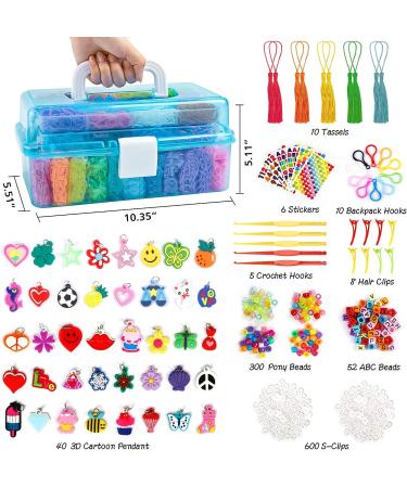 Inscraft 17500+ Rubber Loom Bands Kit with Blue Container - 28 Colors, 600 S-Clips, 352 Beads, 40 Cartoon Pendant - Bracelet Making Refill Set for Kids - Buy Online on SooperMarket.com
