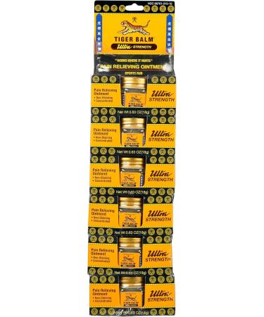 Tiger Balm Ultra Strength Rub Balm - Alcohol Free Cruelty Free 0.63 oz (Pack of 6) - Fast Shipping Worldwide - Buy Online on SooperMarket.com
