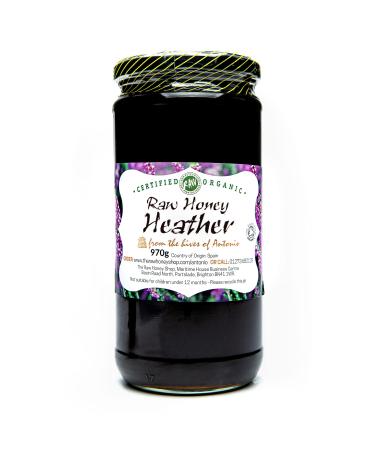 Antonio's Raw Certified Organic Heather Honey |Antibacterial Mountain Honey |Unpasteurised |Single Origin |The Raw Honey Shop |(970g) Heather 1 kg (Pack of 1)