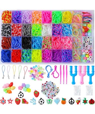 2500+ Rubber Band Bracelet Kit, Loom Bracelet Making Kit for Kids, Rubber Bands Refill Loom Set, Loom Bands Kit,Friendship Bracelet Girls Creativity Birthday Gift Kits