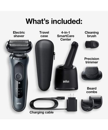 Braun Series 6 6075cc Electric Foil Shaver for Men | Wet & Dry Shave with Beard Trimmer | Clean & Charge SmartCare Center | Rechargeable Waterproof Razor in Black - Includes Leather Travel Case - Buy Online on SooperMarket.com