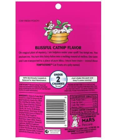 TEMPTATIONS Classic Crunchy and Soft Cat Treats Blissful Catnip - Multiple Sizes - 3oz (12 Pack) - Buy Online on SooperMarket.com