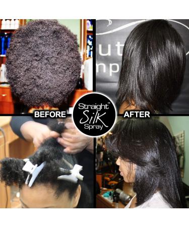 Straight Silk Spray with Moroccan Argan Oil | Hair Straightening Protector & Detangler | Alcohol-Free | Heat Protectant up to 450 F | Flat-Iron | Blow-Dry | Unscented | Hair Spray | MADE IN USA (64oz) 64 Fl Oz (Pack of 1) - Buy Online on SooperMarket.com