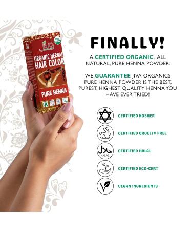 Jiva Organic Henna Powder for Hair - 100% Pure Certified Organic Hair Colorant - No Chemicals Vegan Cruelty-Free Shipping Worldwide - Buy Online on SooperMarket.com
