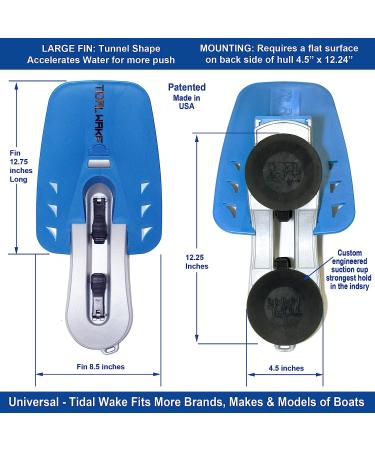 Tidal Wake XLR8 Wake Surf Shaper - For Inboard Boats | Floating Wakesurf Creator - Silver/Black Fin - Buy Online on SooperMarket.com