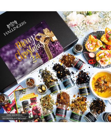 Hallingers Merry Christmas Tea Gift Set | 24 Vegan Varieties in Screw Glasses | Perfect for Advent Mother's Day & Father's Day | Unique Gift Ideas for All Occasions - Buy Online on SooperMarket.com