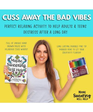 Color Cuss & Laugh Your Way to Less Stress: Swear Word Adult Coloring Book Set with 30 Markers - Fun & Relaxing Anxiety Relief - Buy Online on SooperMarket.com