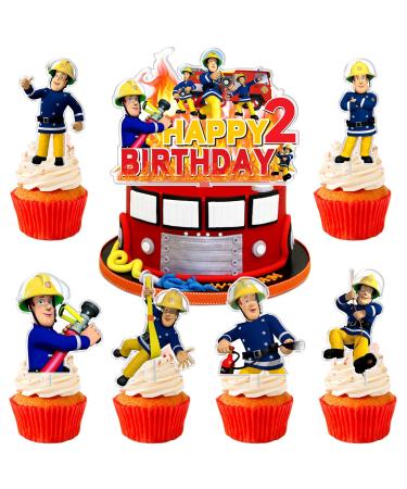 Tortendendeco birthday fire brigade fire brigade birthday decoration 2 years boys Kuchendeko firefighter fireman cake decoration for 2 years of children's birthday party decoration