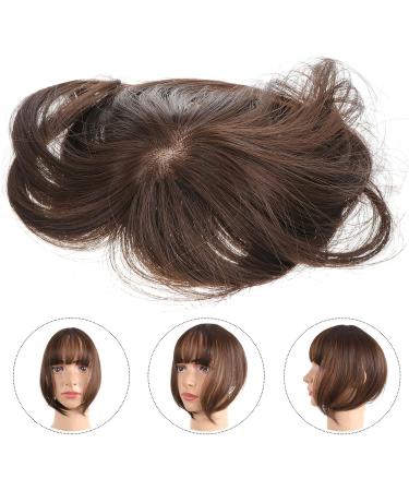 1pc Wig Air Bangs Ladies Tops Curly Human Hair Wig Tops for Women Bangs Hair Clip Human Hair Topper Curly Wigs Hair Hair Extensions Clip-on Woman High Temperature Wire Edge - Buy Online on SooperMarket.com