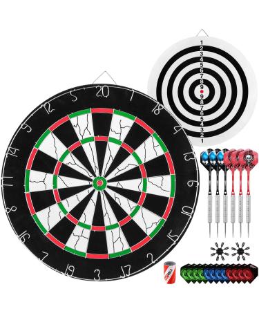 CyeeLife 18 inch Dartboard with 6 Darts Set and 18pcs Flights+Sharpener+16 Plastic Flight Protectors