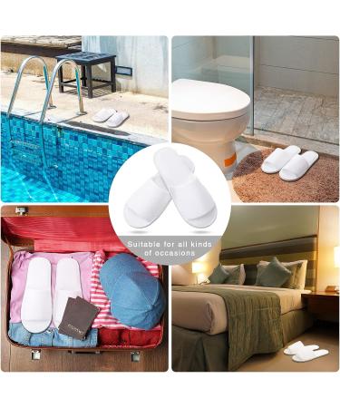 12 Pairs White Disposable Spa Slippers - Open Toe Guest Bridesmaid Travel Slippers - Fits Most Men and Women - Buy Online on SooperMarket.com