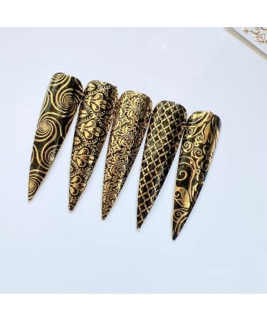 NAIL ANGEL 26 Gold Color Luxury Nail Art Sticker Sheets - Variety of Shapes & Designs - Easy Adhesive Application - Nail Art Deco - Buy Online on SooperMarket.com