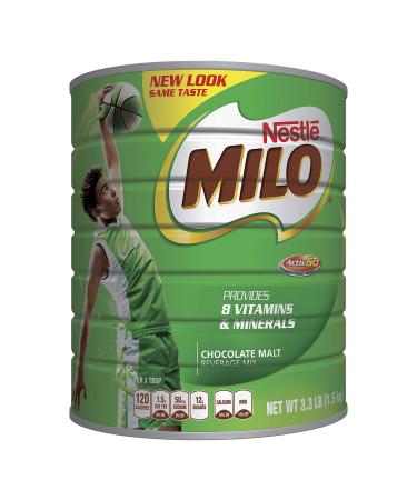 NESTL MILO Chocolate Malt Beverage Mix, 3.3 Pound Can (1.5kg) | Fortified Powder Energy Drink