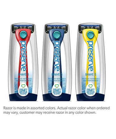 Preserve Shave 5 Blade Refillable Razor - Eco-Friendly, Recycled Materials, Assorted Colors - Buy Online on SooperMarket.com
