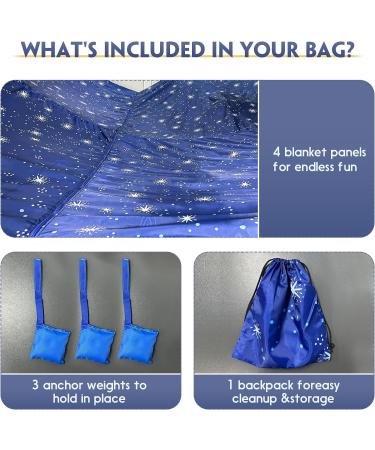 Blanket Fort Play Tent Kit - 3 Ripstop Blankets  Beanbags & Drawstring Backpack - Buy Online on SooperMarket.com