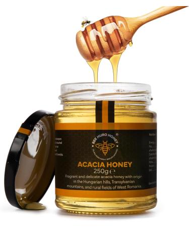 Bee HURO Honey Raw Acacia Honey - 100% Pure Honey Raw Unpasteurized with No Added Sugar or Preservatives - 250g - Buy Online on SooperMarket.com
