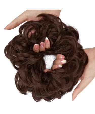 Messy Bun Hair Piece for Women Thick Updo Scrunchies Hair Extension Ponytail Hair Accessories Dark Auburn 1 PCS 13# Dark Auburn