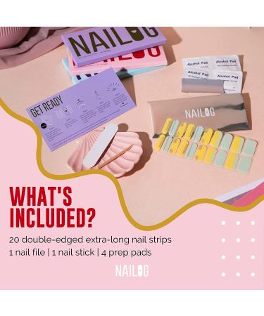 NAILOG Semi Cured Nail Strips - Long Lasting Gel Nail Stickers | Buy 3 Get 1 UV Lamp | Salon-Quality Extra-Long Wraps with Glossy Finish (20 Pieces) - Buy Online on SooperMarket.com