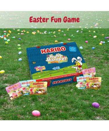 Easter Hamper for Kids - Haribo Hunt Hamper and Easter Bunny Masks 8 Pieces - 20x Haribo Eggs Galore Easter Sweets Baskets and Activities - Easter Egg Hunt Accessories Easter Gift for Kids - Buy Online on SooperMarket.com