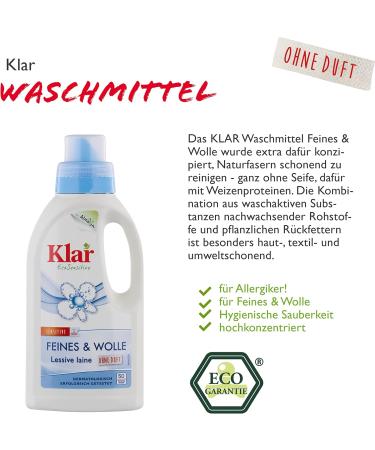 Clearly Fine & Wool Detergent 500ml | Fragrance-Free Eco-Friendly for Sensitive Fibers | 50 Washes | Ideal for Allergy Sufferers - Buy Online on SooperMarket.com