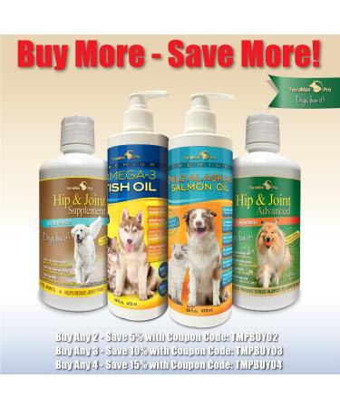 TerraMax Pro Premium Wild Alaskan Salmon Oil for Dogs and Cats - Omega-3 Supplement with EPA, DHA Fatty Acids, Astaxanthin & Vitamin D - 32 Fl. Oz - Buy Online on SooperMarket.com