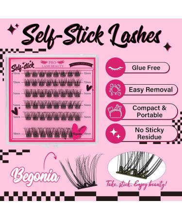 Self Adhesive Eyelashes Kit | 48pcs Lash Clusters + 48pcs Bottom Lashes | Reusable No Glue Natural Look | Easy to Use | Begonia D-10-18mix - Buy Online on SooperMarket.com