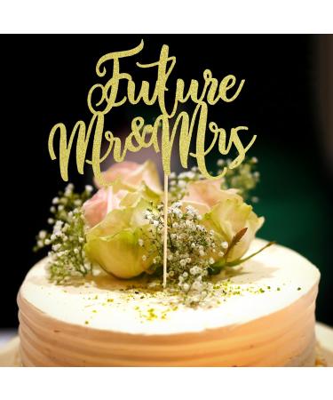 Arthsdite 1Pc Future Mr and Mrs Cake Topper Bridal Shower Cake Pick Decorations- for Wedding Engagement Theme Party Decoration Bachelor Party Decorations Supplies - Gold Glitter - Buy Online on SooperMarket.com
