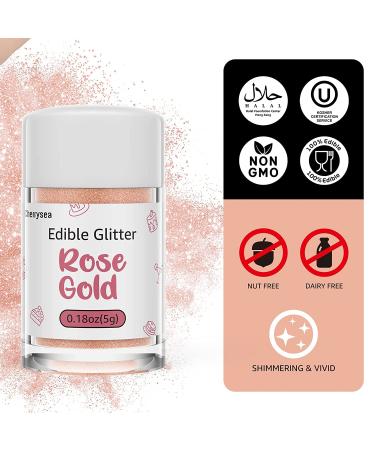Edible Glitter Cake Glitter Drink Glitter Edible Dust  Edible Sparkles for Food Cupcakes Cookies Candy Sugar Pops Kosher Halal Certified Food Grade Coloring for Wines Cocktails Champagne Beverages - Rose Gold 1-Rose Gold - Buy Online on SooperMarket.com