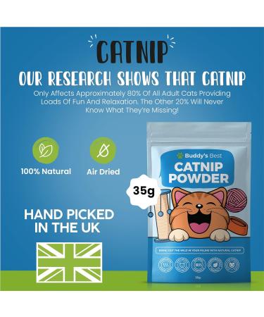 BUDDY'S BEST Catnip | 100% Natural Organic & Air Dried | Strong & Pungent Aroma Encourages Exercise & Play | 35g - Buy Online on SooperMarket.com