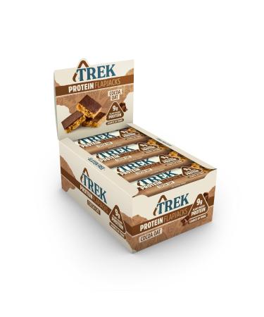 TREK High Protein Flapjack Cocoa Oat - Gluten Free - Plant Based - Vegan Snack - 50g x 16 bars