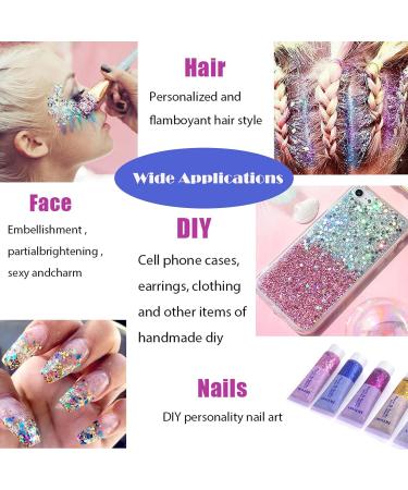 Mermaid Sequins Glitter Gel 50ml - Sparkling Chunky Body Lotion & Eyeshadow for Face, Hair, and Nails - Christmas Festival Makeup Glitter - Buy Online on SooperMarket.com
