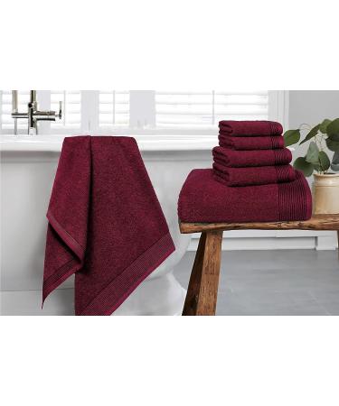 Belizzi Home 100% Cotton Ultra Soft 6-Piece Towel Set - Burgundy | Bath, Hand & Washcloth Towels | Compact, Lightweight & Highly Absorbent - Buy Online on SooperMarket.com