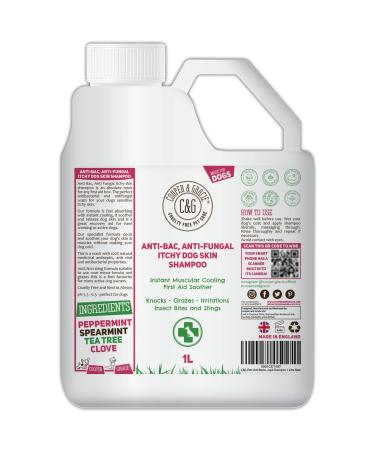 Dog Shampoo For Itchy Skin Antibacterial And Antifungal | Natural Medicated Low Lather Safe Formula | Fast Absorbing and Skin Cooling First Aid | Great For Cuts Grazes Skin Irritation
