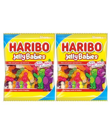 Jelly Babies Super Juicy Gummy Sweets Soft Chewy Candy 160g - 2x Share Bags