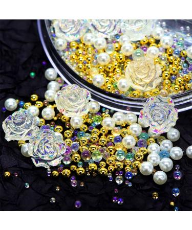 Heart Nail Rhinestones Nail Ornament White Auroras Transparent Illusions Three Dimensionals Resin Rose Ornament Short Clear Press on Nails 1 count (Pack of 1) GD1 - Buy Online on SooperMarket.com