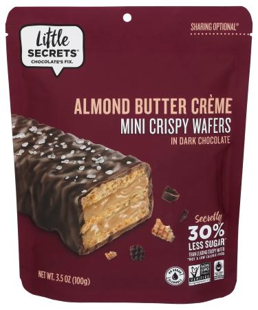 Little Secrets Mini Crispy Wafers Almond Butter in Dark Chocolate with Sea Salt 10 Individually Wrapped Minis 3.5 oz (100 g)
